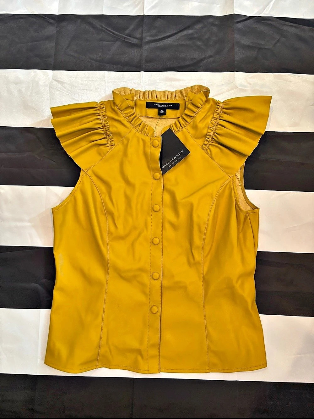 Marc New York Ruffle Sleeve Blouse in Yellow Size Small NWT